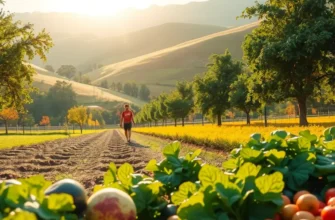 A vibrant field with an array of wholesome fruits and vegetables, reflecting healthy nutrition in nature.