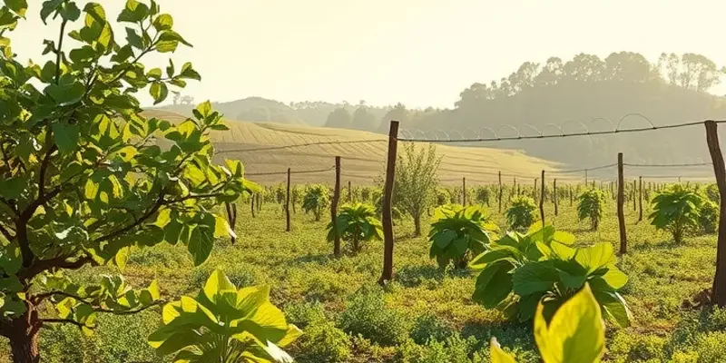 A beautiful sunlit field filled with organic vegetables and fruits, symbolizing healthy nutrition.