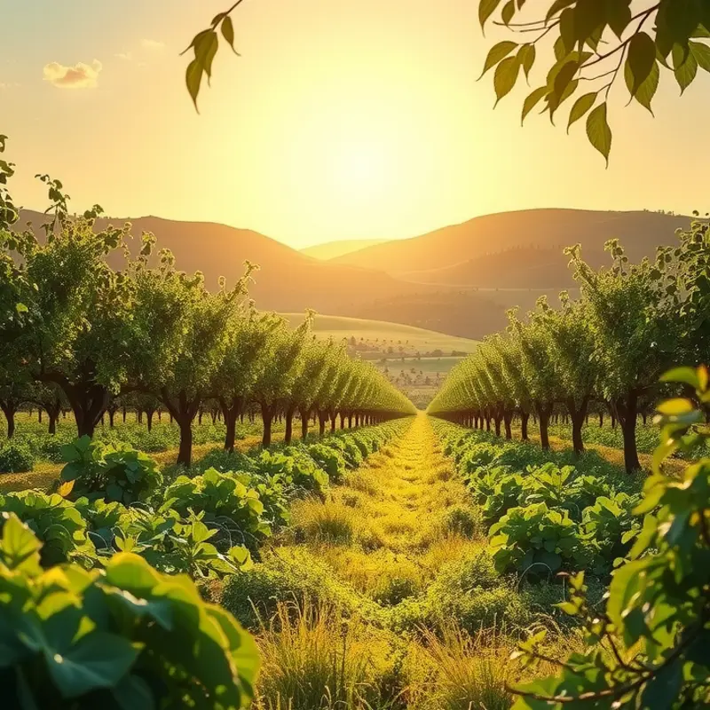 A picturesque sunlit field showcasing the beauty of organic produce.