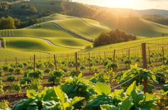 A peaceful orchard with an abundance of healthy, organic vegetables and fruits.