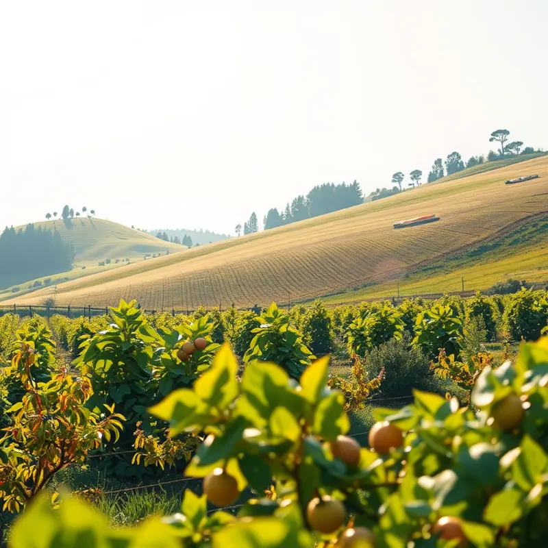 A sunlit field filled with vibrant organic produce, showcasing the abundance of nature.
