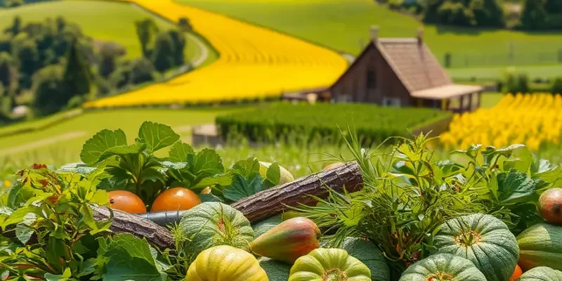 A beautiful field with fruits and vegetables, symbolizing healthy food storage practices.