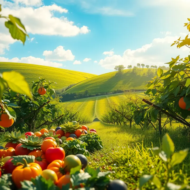 A field showcasing vibrant, fresh produce, reflecting the essence of healthy eating.
