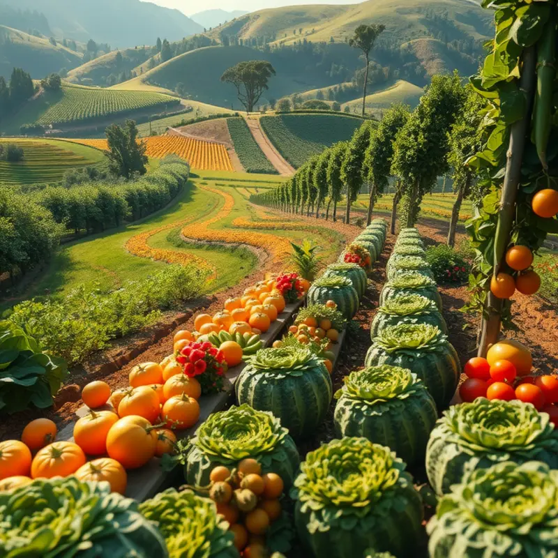 A sunlit field displaying the harvest bounty that complements the global egg dishes.