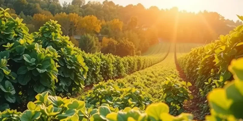 A vibrant natural landscape highlighting the beauty and abundance of healthy organic produce.