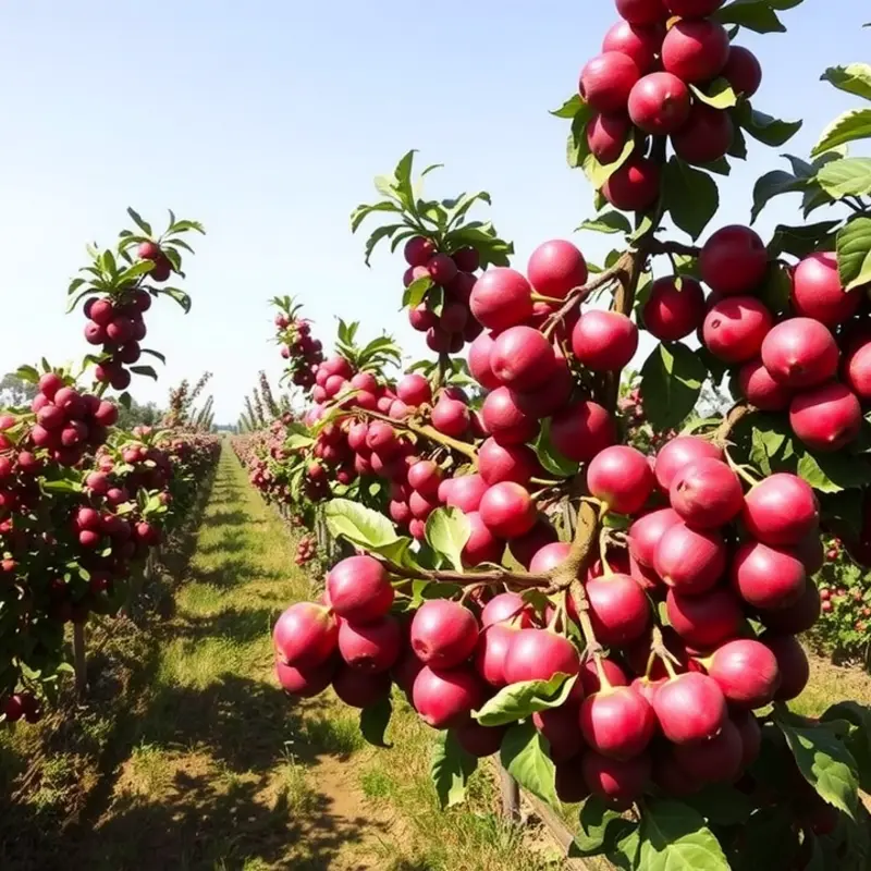 A lush, sunlit field filled with vibrant fruits and vegetables.