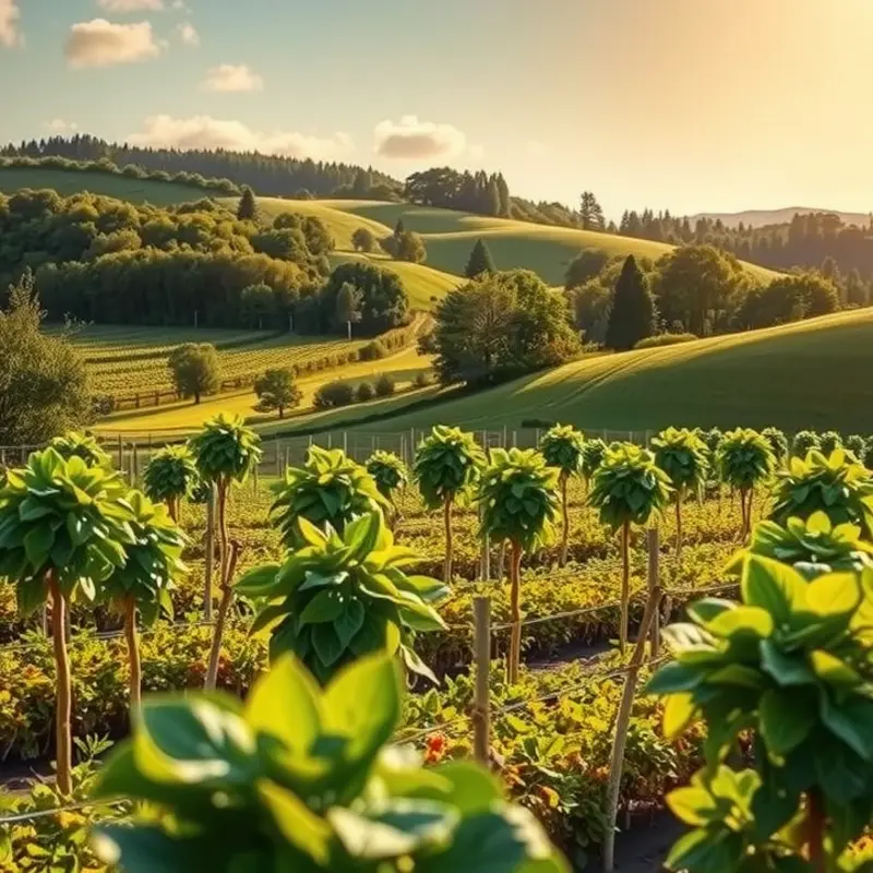 A sunlit field showcasing vibrant fruits and vegetables, symbolizing the abundance of folate-rich foods.