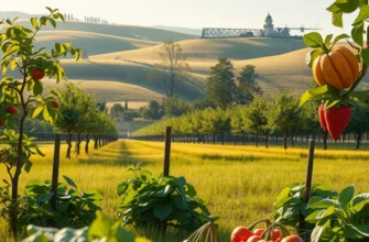A beautiful sunlit field emphasizing the abundance of organic produce.