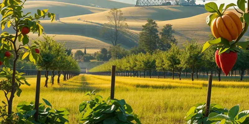A beautiful sunlit field emphasizing the abundance of organic produce.