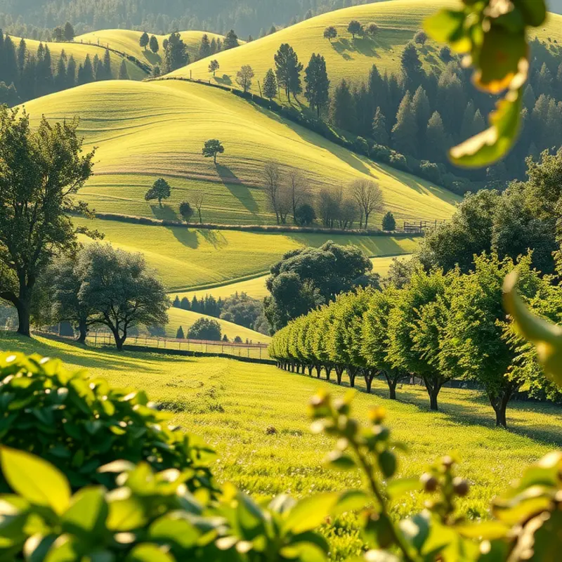 A vibrant sunlit field showcasing an array of fruits and vegetables.