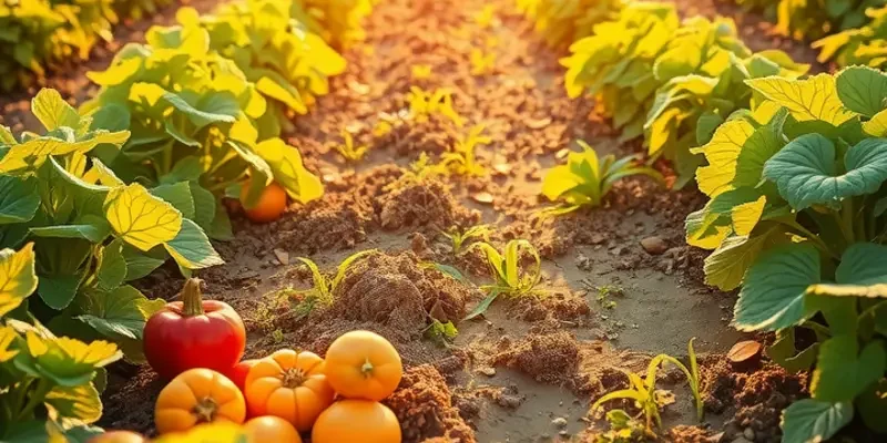A flower field filled with vegetables and fruits, illustrating the importance of healthy nutrition.