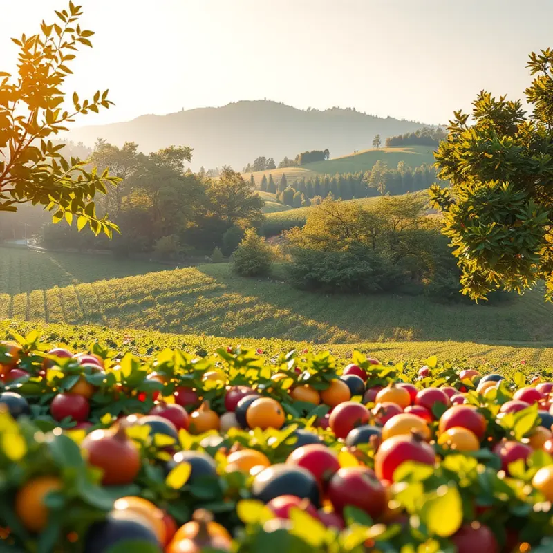 A sunlit field showcasing vibrant organic produce.