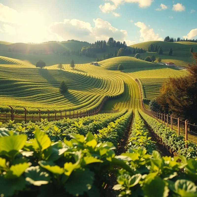 Vibrant organic produce in a sunlit orchard, showcasing the earth’s abundance.