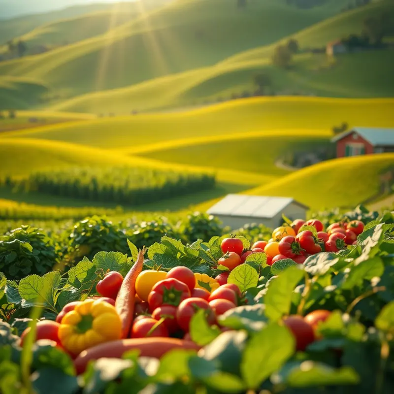 A vibrant sunlit field illustrating the abundance of organic Harvest.