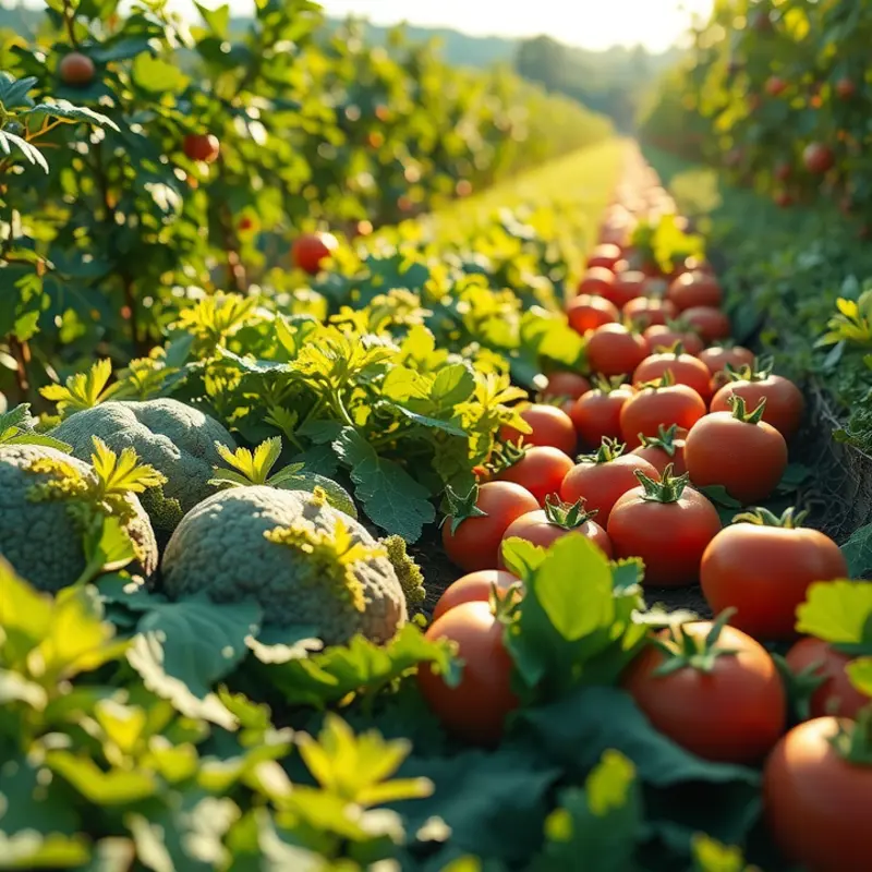 A sunlit field thriving with organic produce.