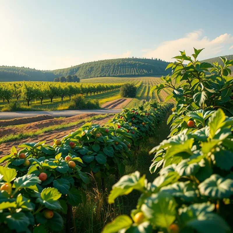 A vibrant sunlit field showcasing fresh organic produce.