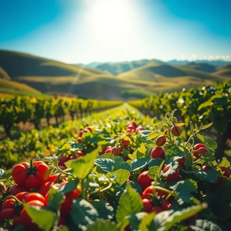 A sunlit orchard abundant with fresh produce, signaling the beauty of seasonal eating.