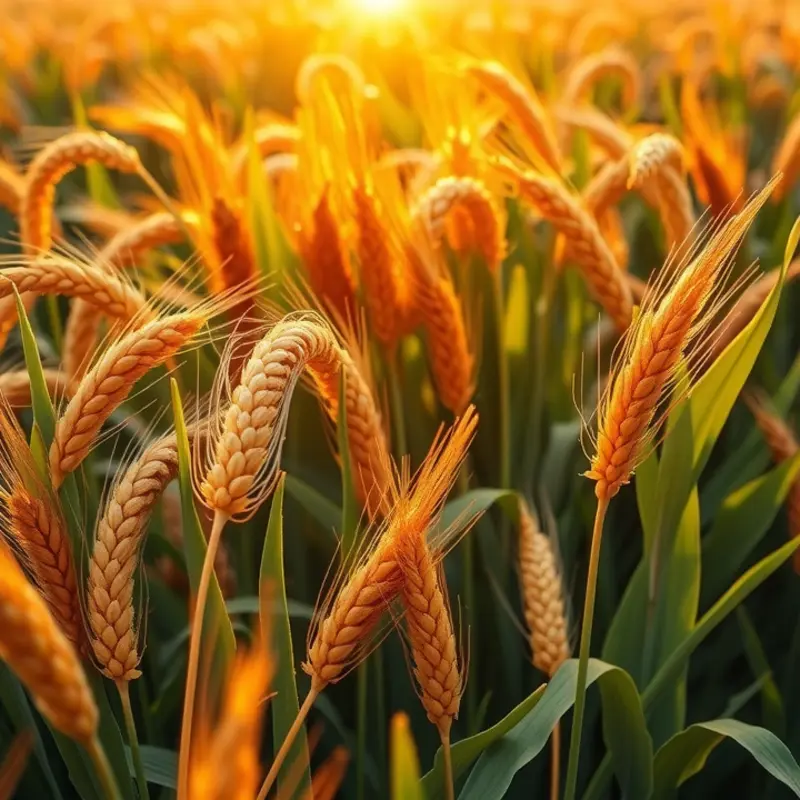 A sunlit field with a variety of grains reflecting natural nutrition.