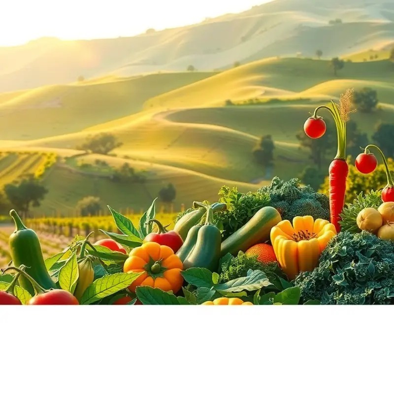 A vibrant sunlit orchard full of fresh produce.