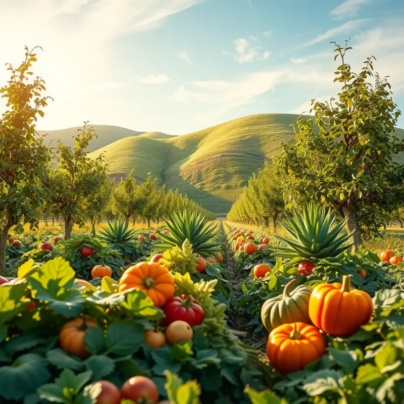 A picturesque field showcasing the beauty of organic produce under a warm sun.