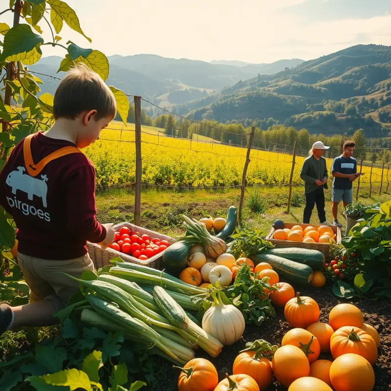 A sunlit garden showcasing vibrant organic produce, symbolizing freshness.