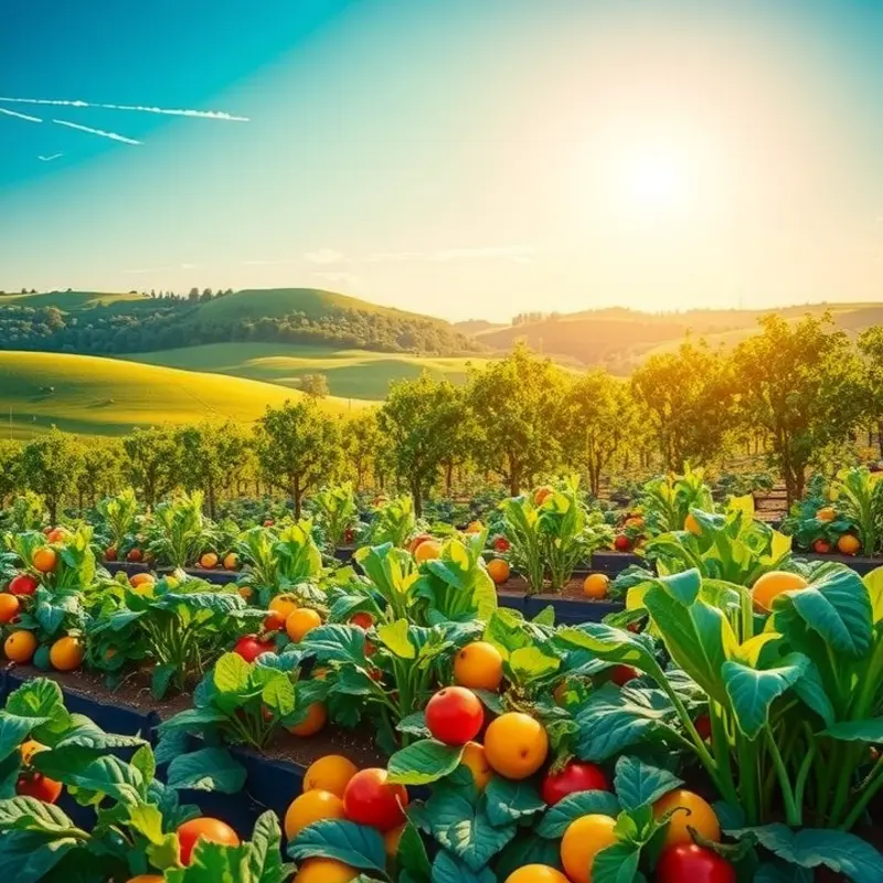 A sunlit field abundant with organic produce.