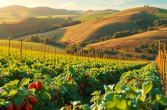 A sunlit field filled with healthy organic produce, showcasing a connection to nature and sustainable food practices.