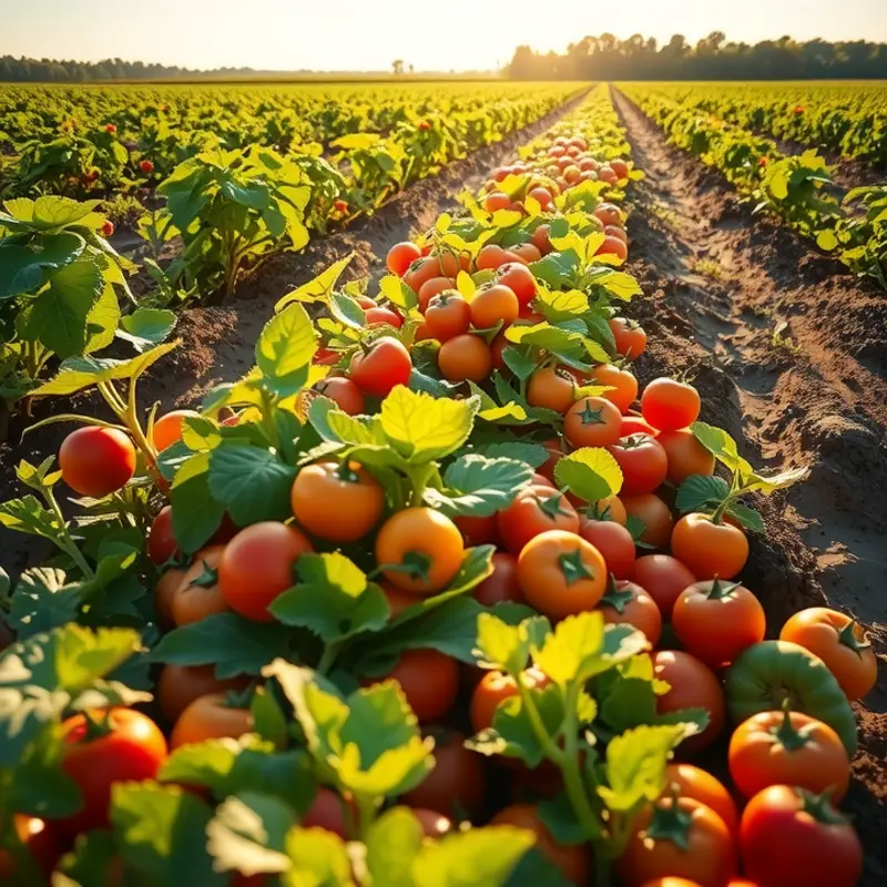 A bountiful sunlit field showcasing the beauty of organic produce.