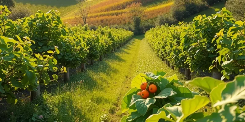 A lush field of sweet potato plants growing naturally, emphasizing their health benefits and organic cultivation.