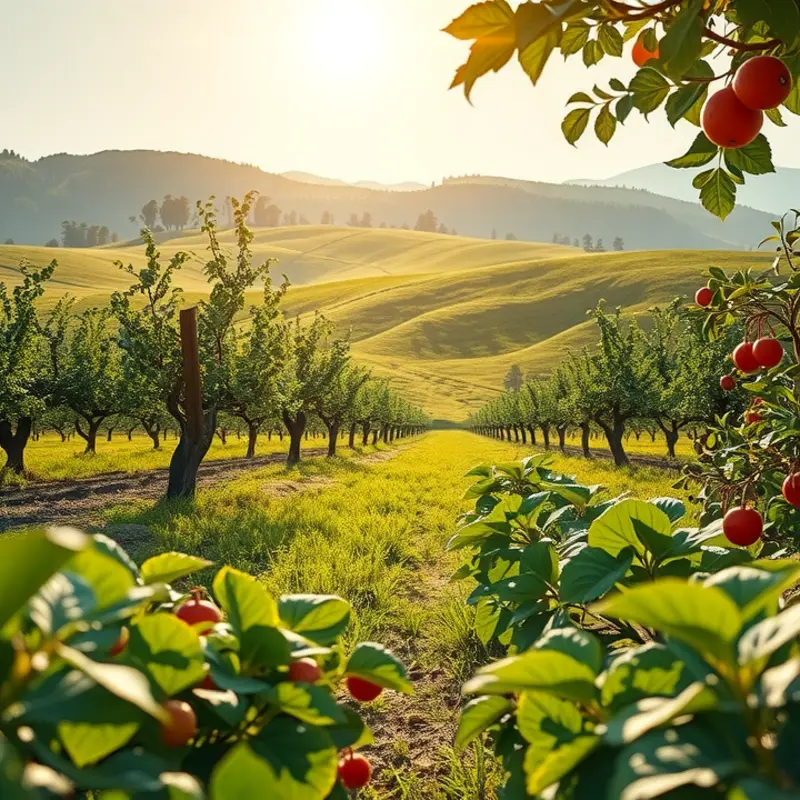 A sunlit orchard showcasing the beauty of natural produce.
