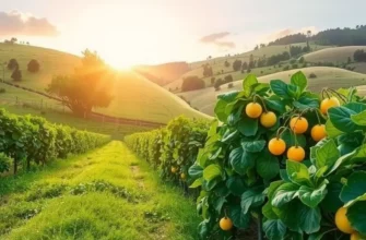 A scenic field full of various healthy organic vegetables and fruits.
