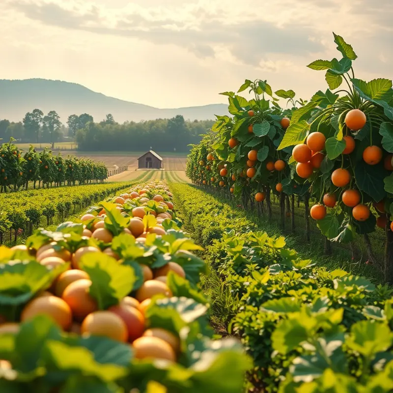 Lush fields showcasing the abundance of organic produce.