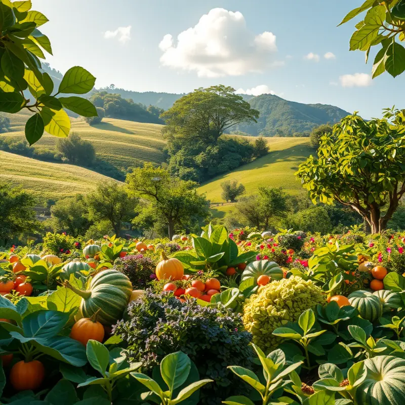 A serene landscape illustrating the natural abundance of nutritious food sources.
