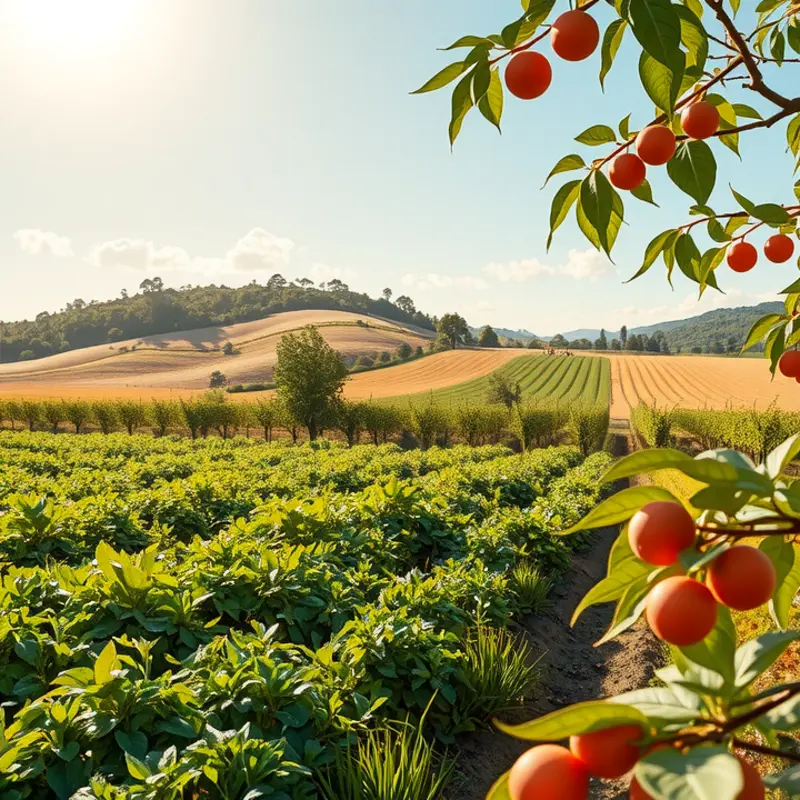A vibrant apricot orchard basking in sunlight, symbolizing health and nature.