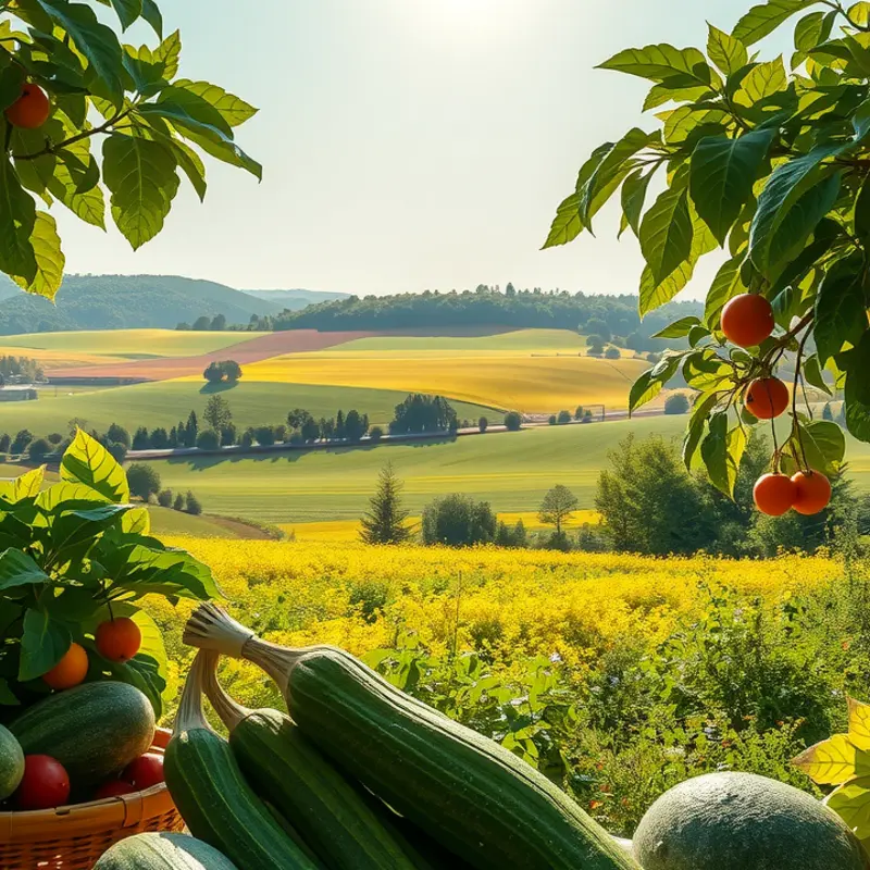 A sunlit field brimming with organic produce.