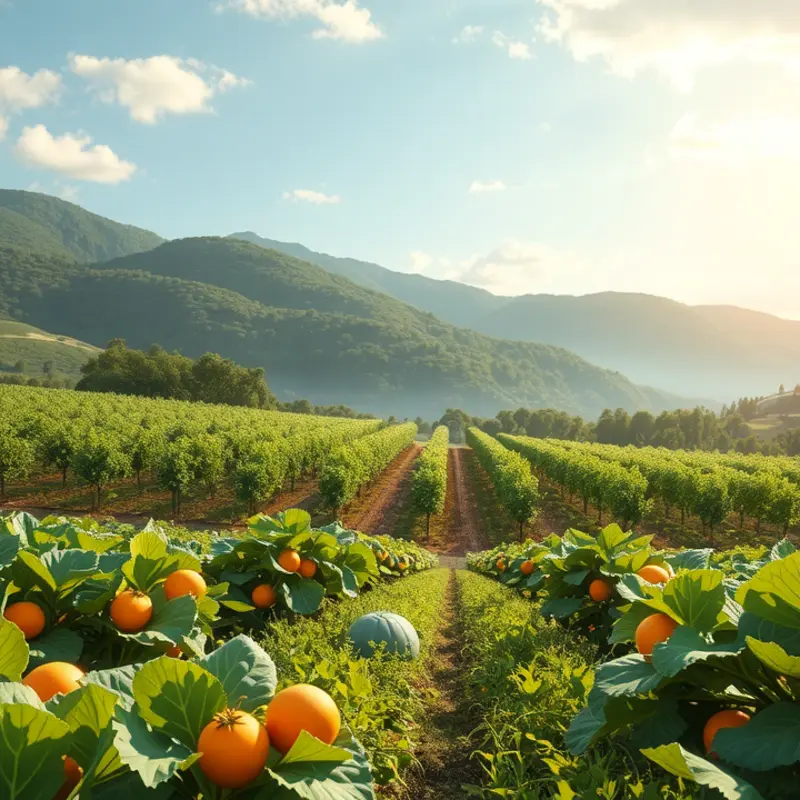 A sunlit field rich with whole grains and vibrant vegetables.