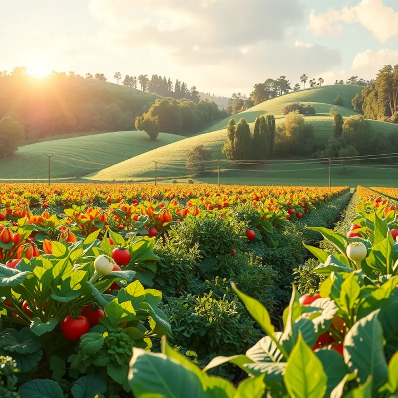 A beautiful landscape illustrating fresh, organic produce reminiscent of family meals.
