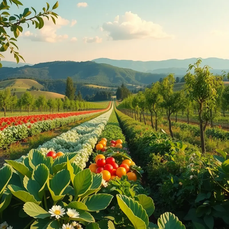 A lush field filled with vibrant vegetables and fruits embodying the essence of clean eating.