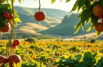 A lush garden overflowing with vibrant organic vegetables and fruits under bright sunlight.