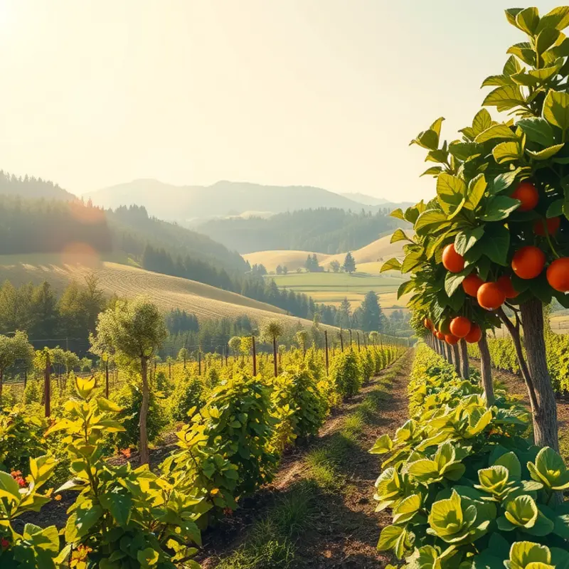 A sunlit orchard showcasing the abundance of nature’s organic produce.
