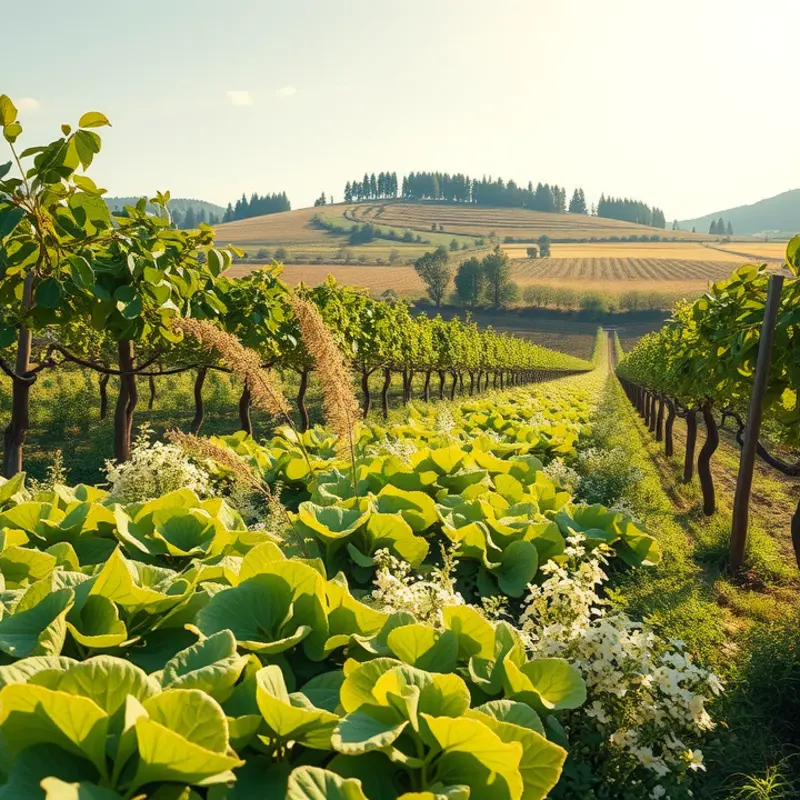 A sunlit view of vibrant fields showcasing the freshness of organic produce.