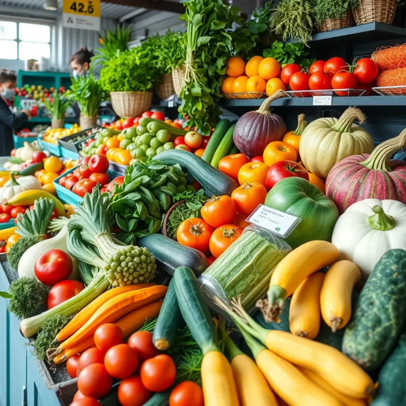 An orchard full of vibrant fruits and vegetables, representing sources of essential nutrients for bone health.