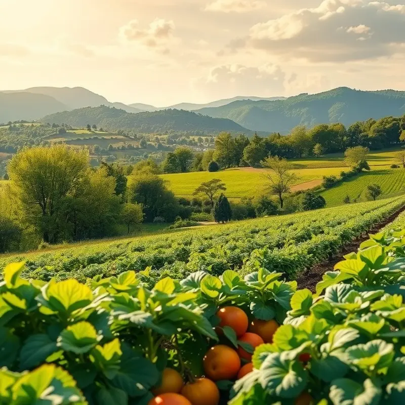 A scenic view of a lush, organic orchard illustrating the natural world of healthy eating.