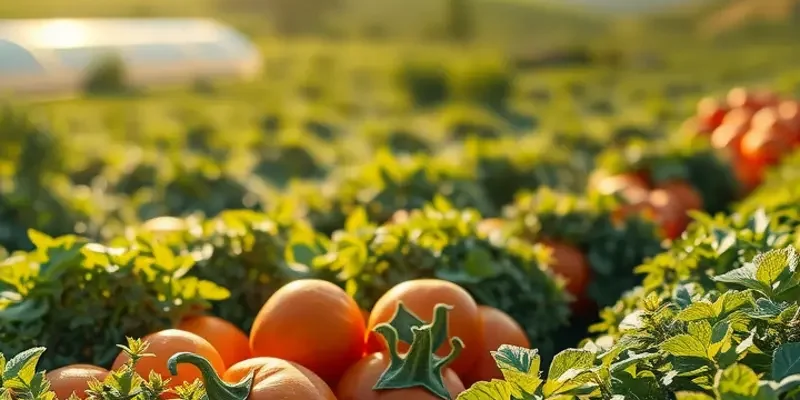 An organic landscape filled with greenery representing healthy nutrition.