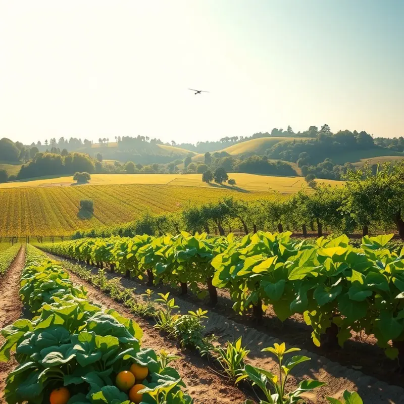 A sunlit orchard brimming with the vibrancy of nature, symbolizing the organic essence of cheese ingredients.