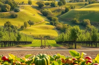 A lush landscape filled with organic produce, representing the natural sources of cheese ingredients.