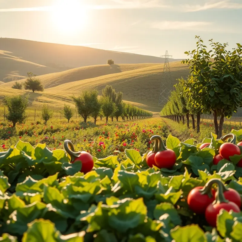 A scenic view of a sunlit field with lush crops, symbolizing natural nutrition.