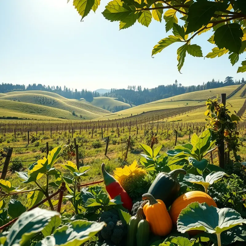 A sunlit orchard brimming with fresh, vibrant produce.