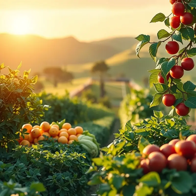 A vibrant field showcasing the abundance of nature’s produce, symbolizing the rich flavors of Middle Eastern cuisine.
