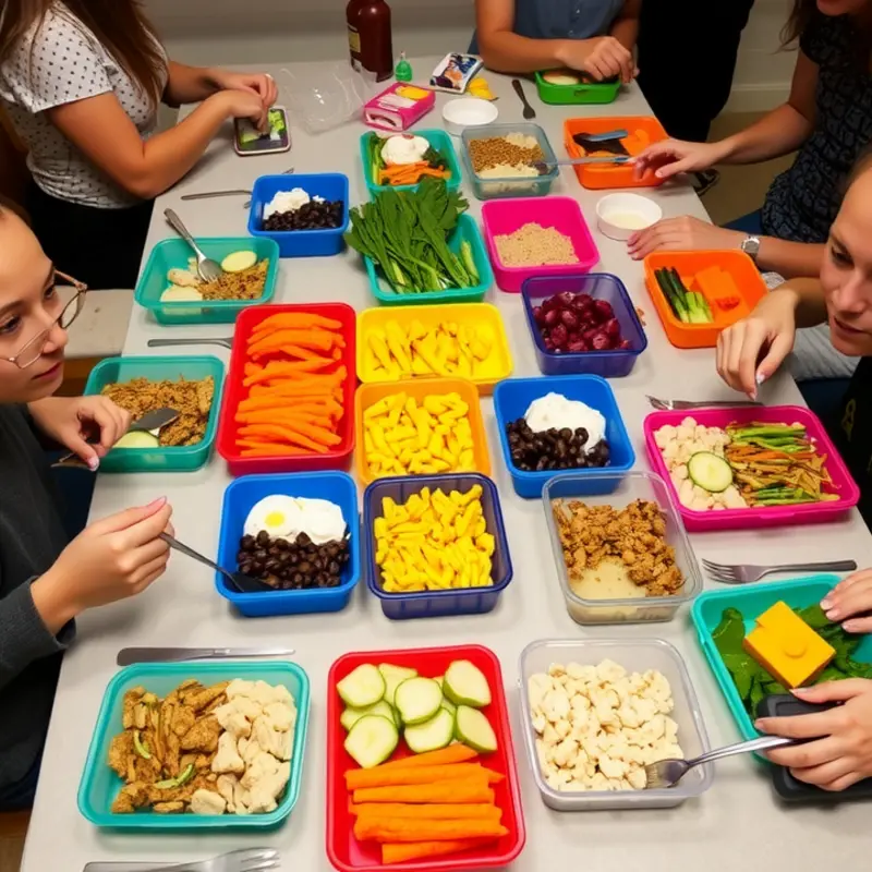 A bright kitchen scene showcasing fresh ingredients for meal prep.